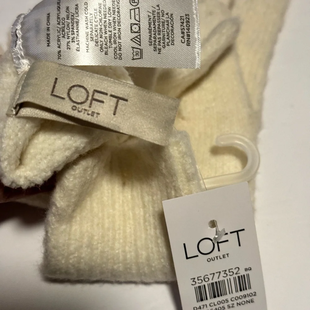 LOFT Women's Gloves Cream Embellished Sparkle NEW WITH TAGS 10” Long 3.5” Wide
